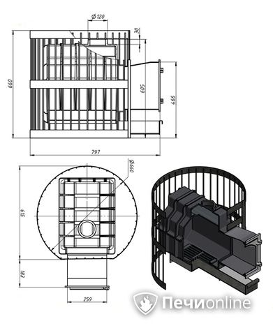 Дровяные печи-каменки Везувий Легенда Ретро Стандарт 24 (ДТ-4С) в Абакане